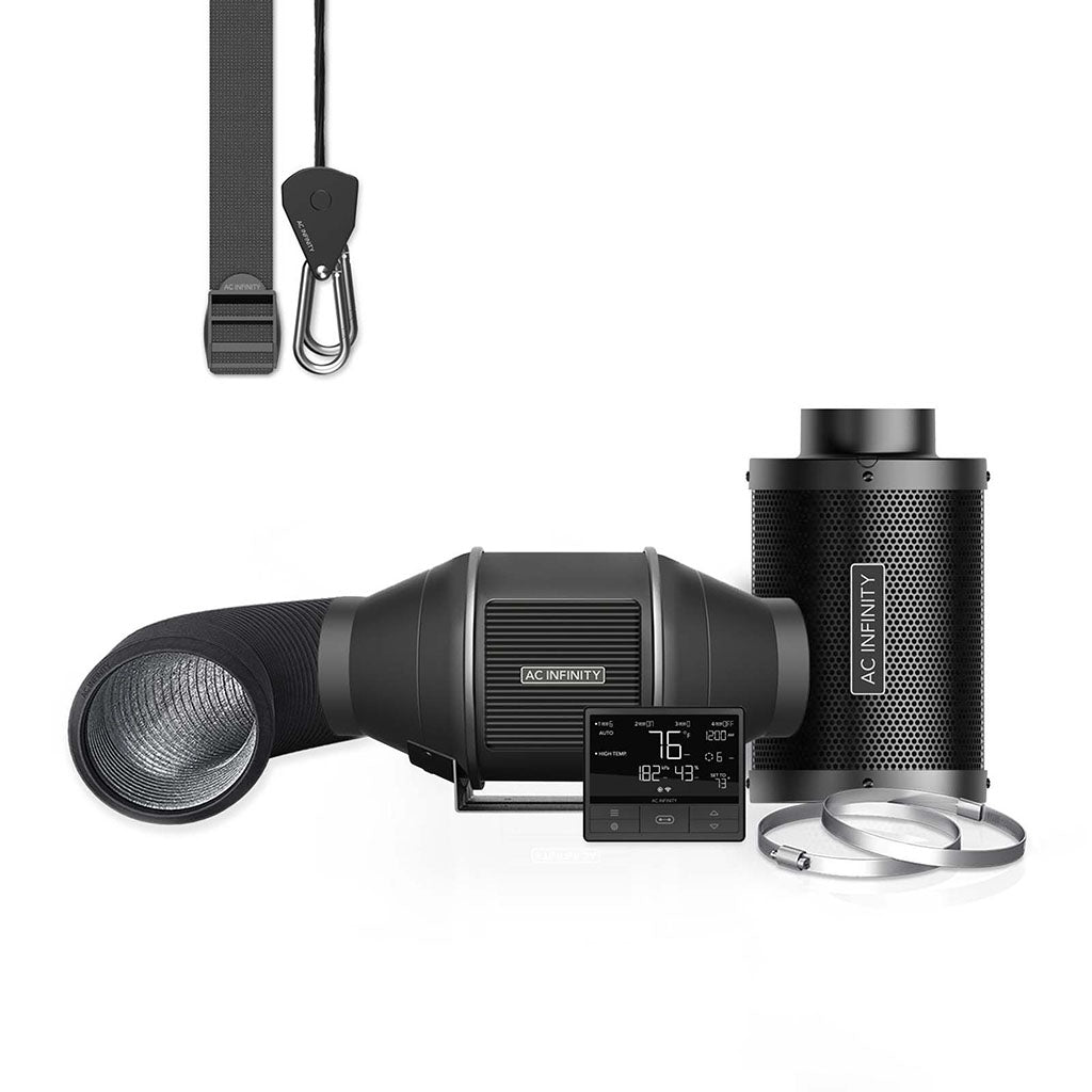 ac infinity air filtration kit pro 100mm inline fan slimme controller koolstoffilter ducting