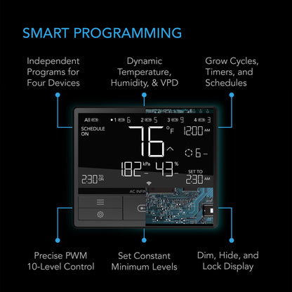 AC Infinity CONTROLLER 69 PRO – Onafhankelijke Programma's voor Vier Apparaten, Bluetooth + WiFi