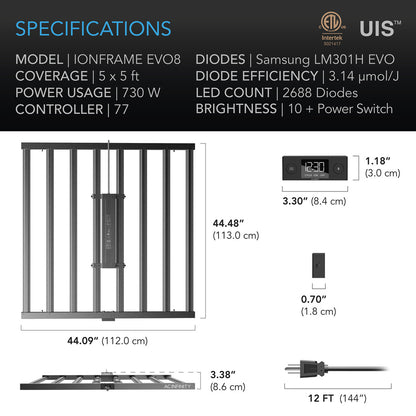 ac infinity ionframe evo8 krachtige kweeklamp – powerful grow light – starke pflanzenlampe