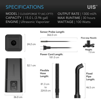 ac infinity cloudforge t7 slimme luchtbevochtiger humidifier hydroponics luftbefeuchter