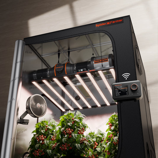 Spider Farmer G1000W Geautomatiseerde Kweek Tent Kit Compleet – 150×150×200 cm Tent + 1000W LED + 6” Ventilatie + Clipfan + GGS App Controller