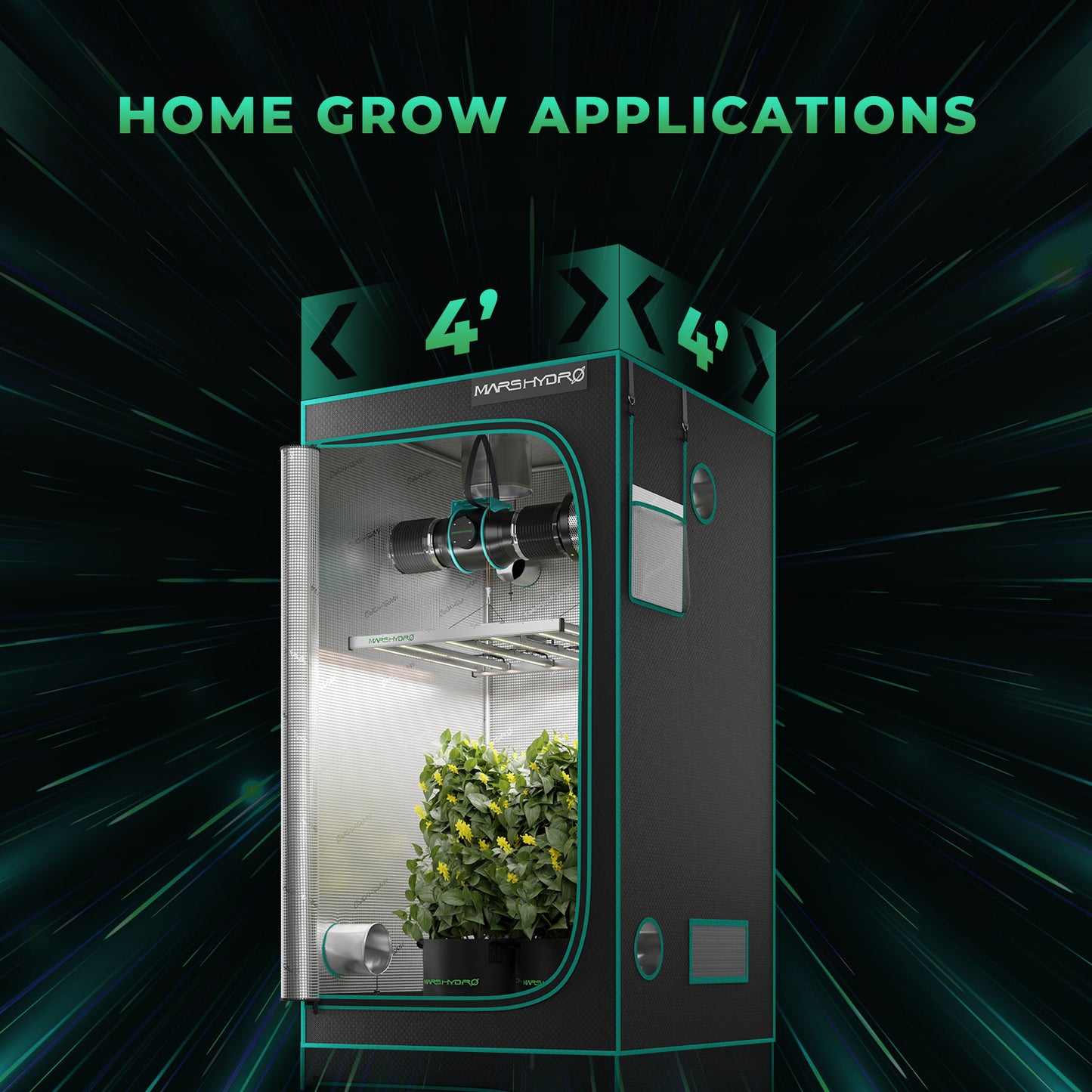 mars hydro fc e4800 led kweeklamp 480w dimbaar complete hydroponische tent kit