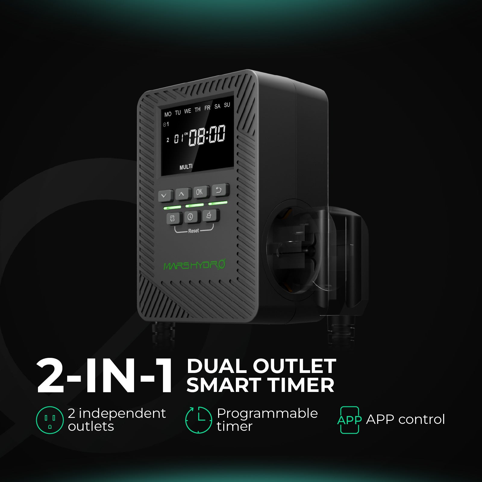 Timer met twee stopcontacten voor hydroponische systemen / dual plug hydroponic timer / Zeitschaltuhr mit zwei Steckdosen