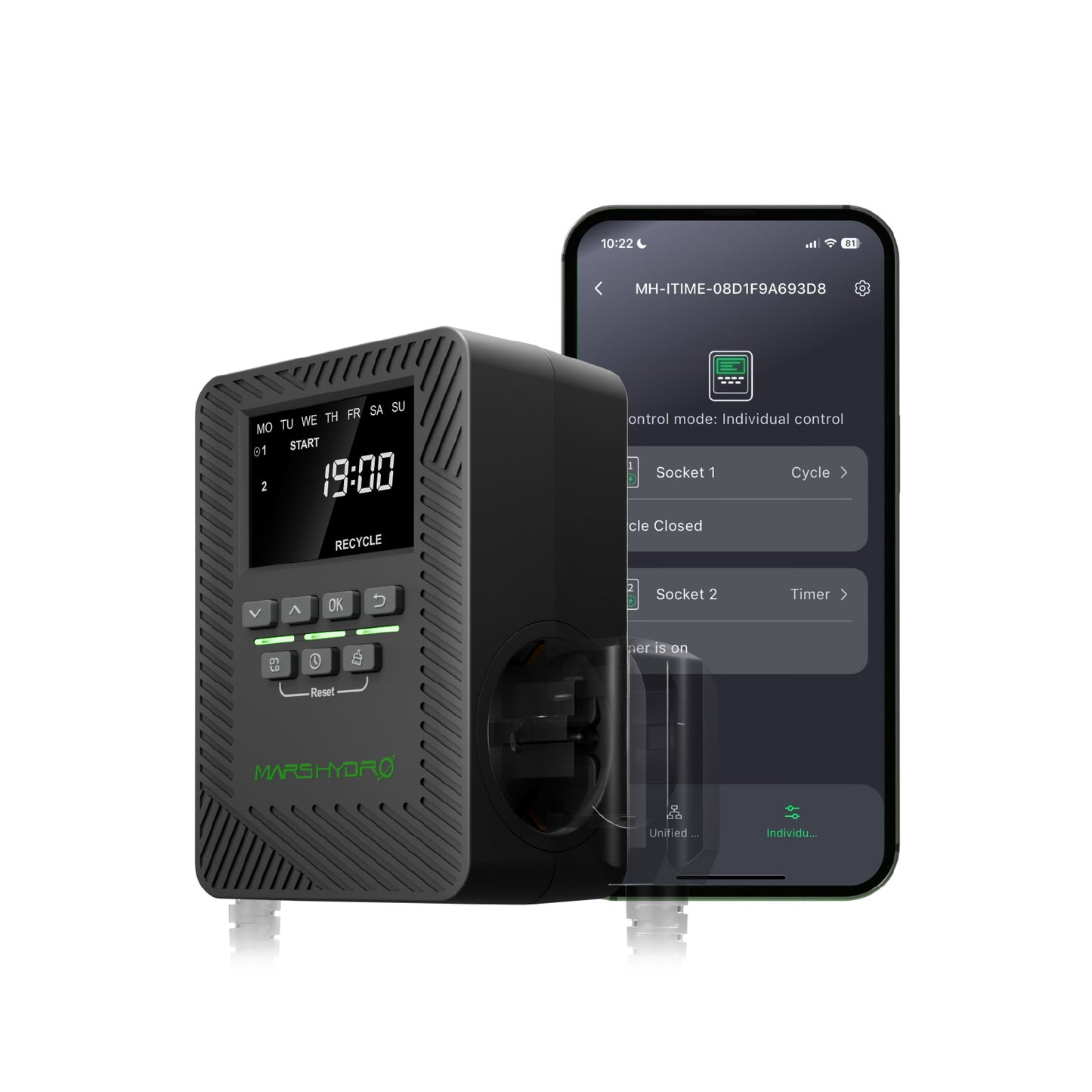 Mars Hydro iTime 2-in-1 Smart Timer – slimme tijdschakelaar voor kweekverlichting / smart grow timer / intelligente Zeitschaltuhr für Growlampen