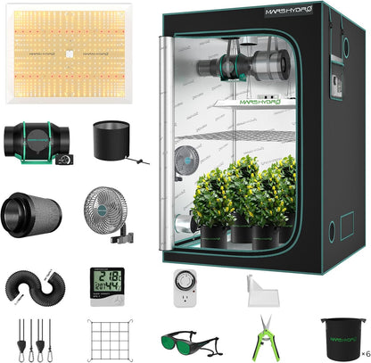 mars hydro tsw2000 complete kweektent kit 120x120x200 cm ventilatie smart monitor grow tent zelt
