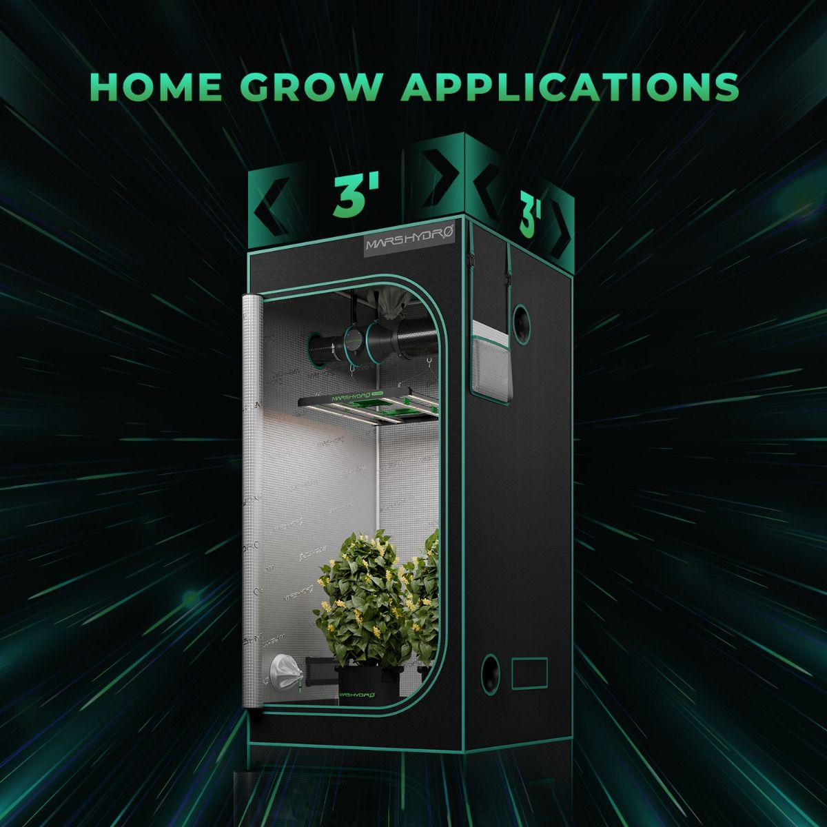 mars hydro fc3000 indoor plants grow tent complete kit kweektent ventilatie