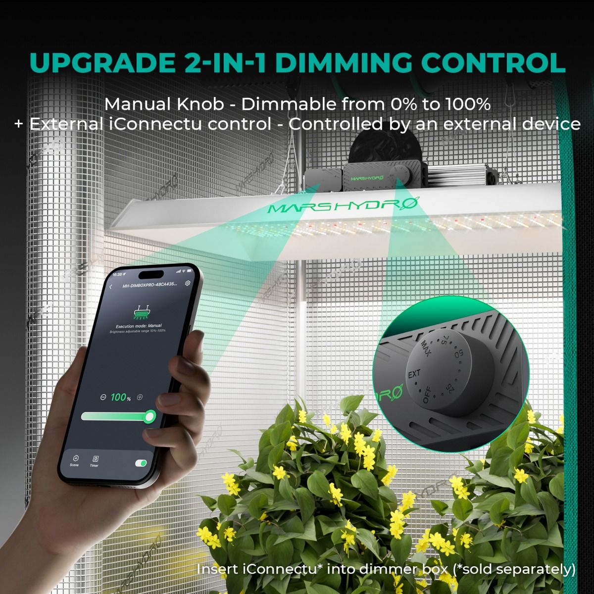 Mars Hydro TSL2000 dimbare 300W LED kweekverlichting met Bluetooth | Mars Hydro TSL2000 dimmable 300W LED grow light with Bluetooth | Mars Hydro TSL2000 dimmbare 300W LED Growleuchte mit Bluetooth