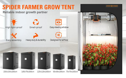 spider farmer 90x90x180cm dimbare grow tent full spectrum indoor grow