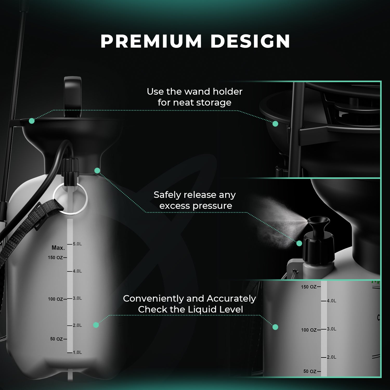 Grow tent pressure sprayer voor reiniging van tentwanden en plantenverzorging, Drucksprüher für Growzelt Reinigung