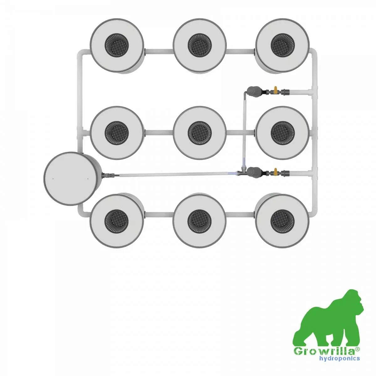 Growrilla (R)DWC Hydroponic 2.0 System – 9 behållare