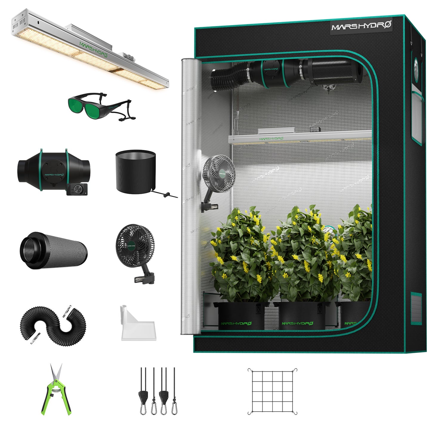 Mars Hydro SP3000 complete kweektent set | SP3000 grow tent kit | SP3000 Komplett Growbox Set