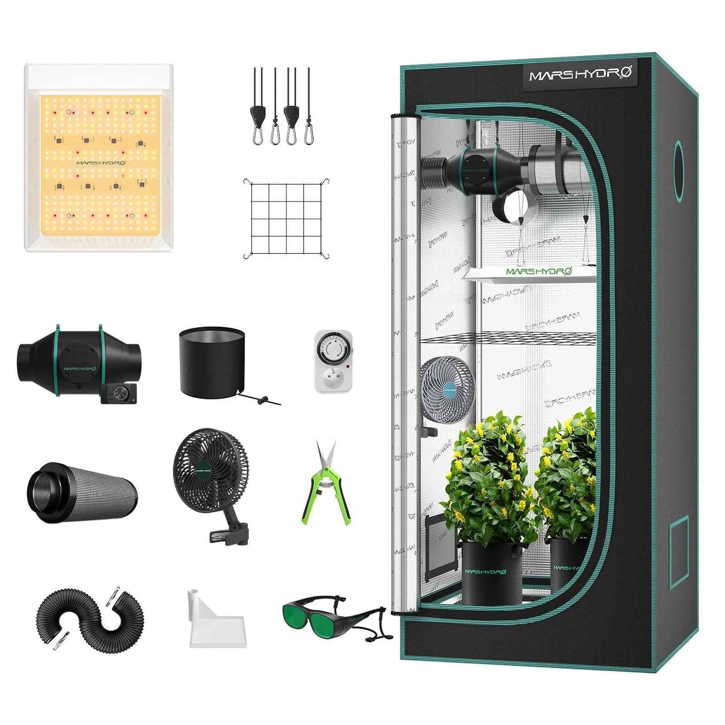 Mars Hydro TS600 LED Complete Kweektent Kit 60×60×140 cm – Full Spectrum Grow Set met iFresh Smart Ventilatie