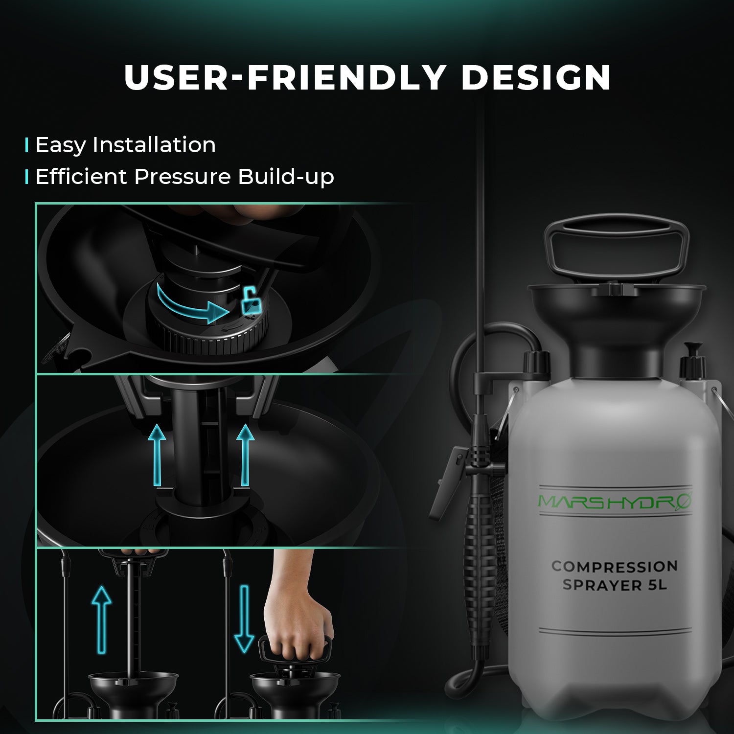 Mars Hydro pump pressure sprayer met lange sproeilans voor nauwkeurige toepassing, Drucksprüher mit langer Lanze für präzises Sprühen